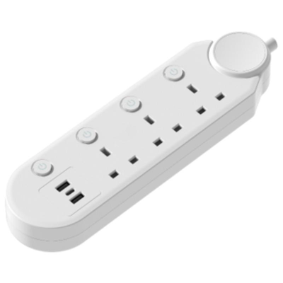 Shome 13a bs extension cord 3-way plug sockets + 2xUSB-a + USB-c with individual switches 2-meters 1.25mm cable, , medium