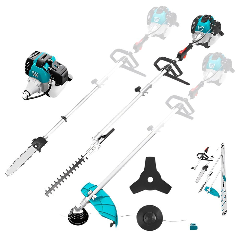 Total βενζινοκίνητο πολυμηχανημα combi 4 σε 1 52cc θαμνοκοπτικό, αλυσοπρίονο & μπορντουροψάλιδο, , medium-null