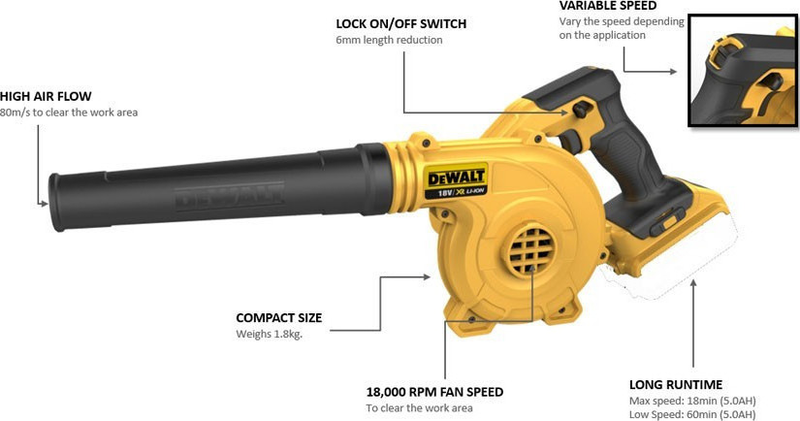Dewalt dcv100-xj xr compact blower solo - no battery included, , medium-null