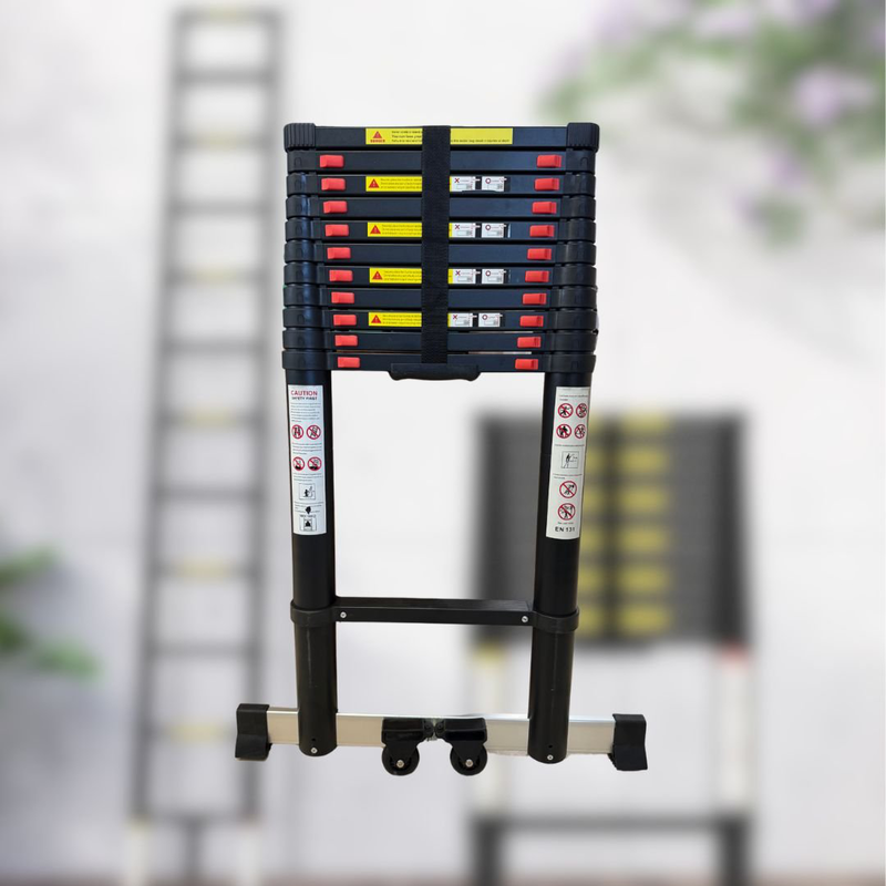 Product image: Kaokey τηλεσκοπική σκάλα αλουμινίου 11 σκαλοπατιών με μέγιστο ύψος 4.7m & αντοχή 150kg, , medium-null