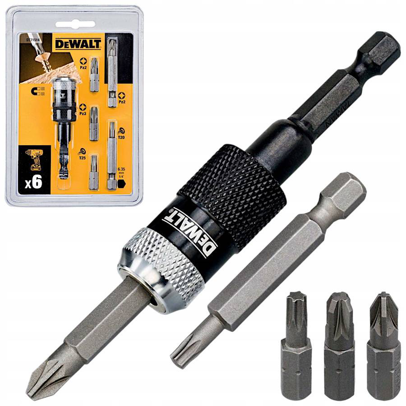 Dewalt bit tip holder + screwdriving bits (6pcs) dt71514 dewalt, , medium-null
