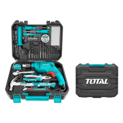 Total σετ κρουστικό δράπανο 650w με θήκη 101τμχ, , medium