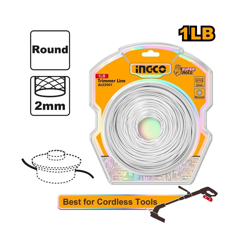 Ingco μισινέζα χλοοκοπτικού 2.0mm στρογγυλής διατομής, , medium-null