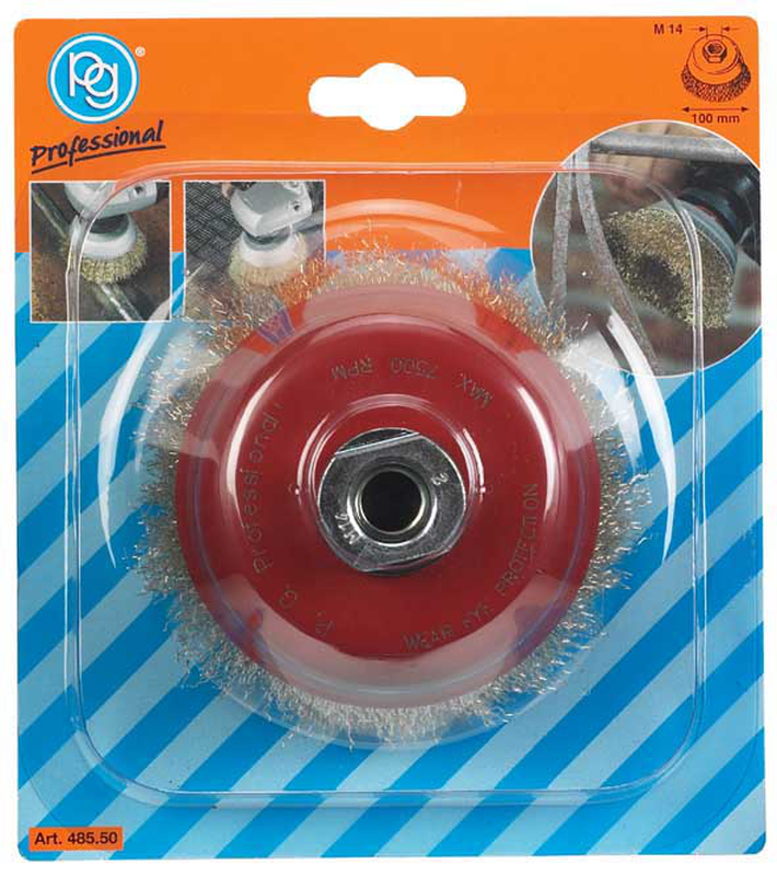 Pg brass wire cup brush 100mm m14, , medium image number null