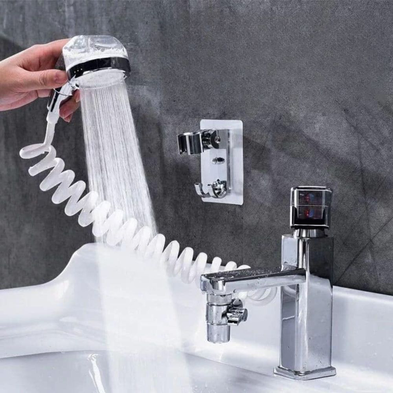 Product image: Πολυλειτουργικό σετ κεφαλή ντους με σπιράλ σωλήνα για μπάνιο και κουζίνα, , medium-null