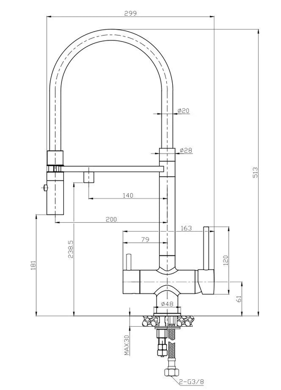 Black kitchen mixer 3-way-null