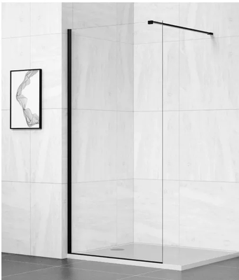 Walk in shower door w/black frame, , medium