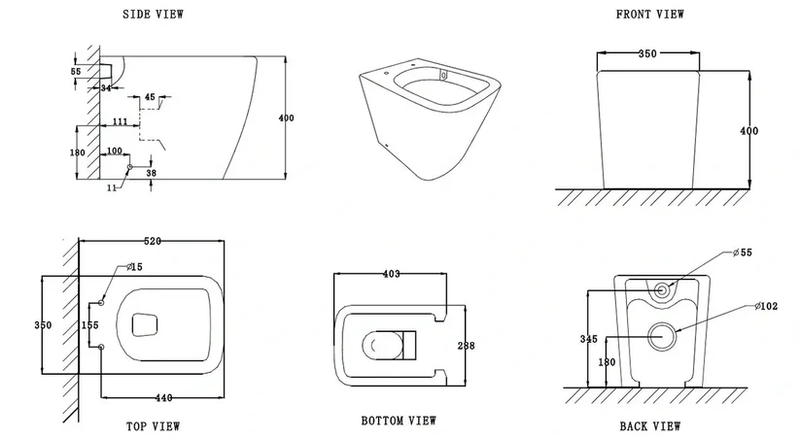 Rama rimless complete floor standing set toilet, , medium image number null