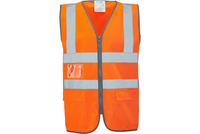 Orange zip up hi visibility vest (a14958), , medium