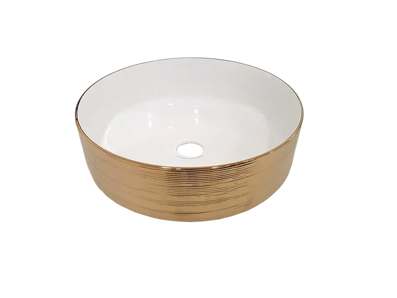 Lula round white/gold art basin ᴓ360x120mm, , medium image number null