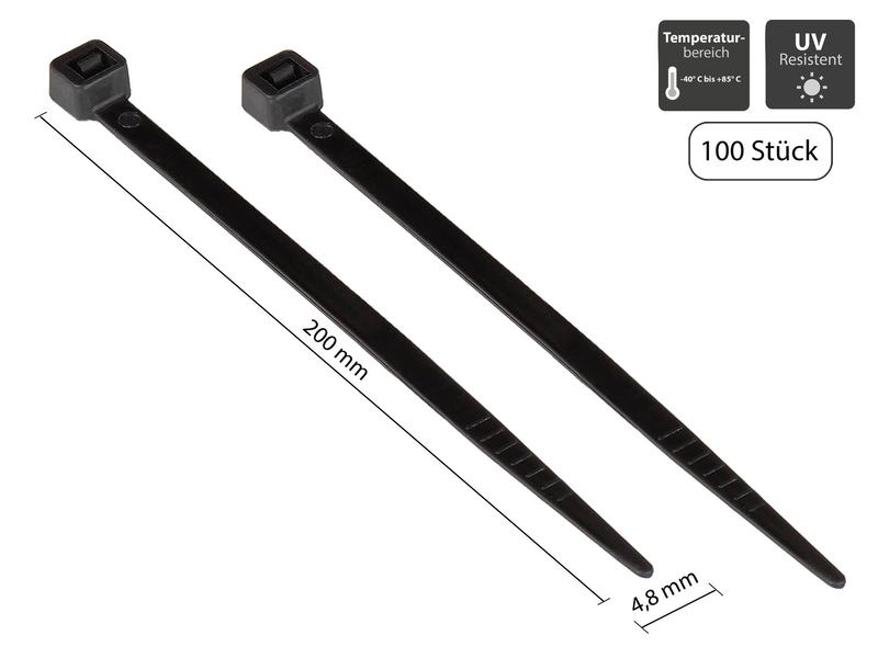 Alcasa kab-20s48 / releasable cable tie / nylon / black / 200 mm / 100 pc(s)-null