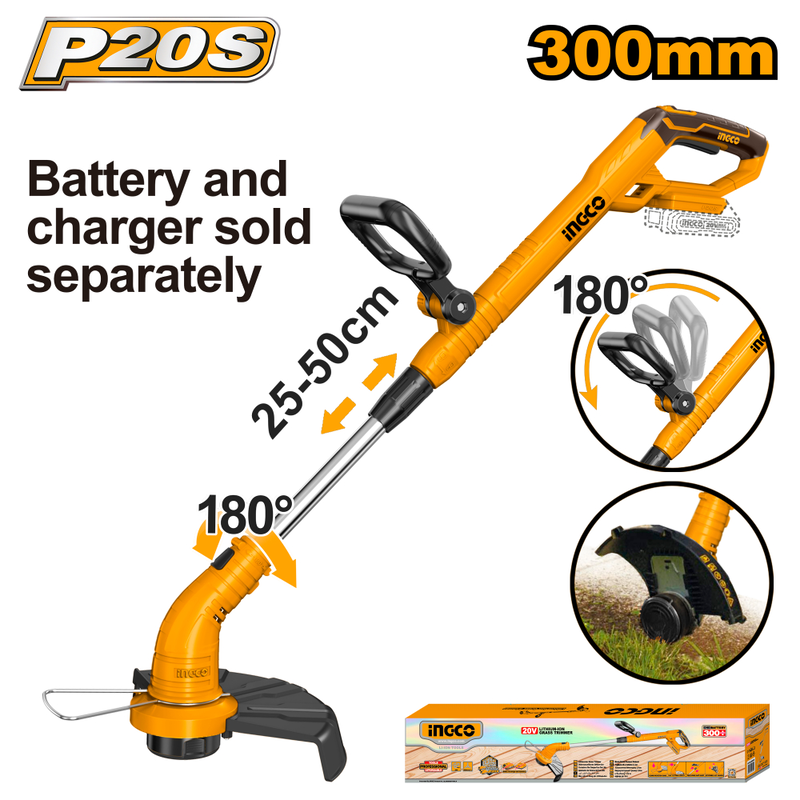 Ingco cosli250496e brushless garden tool set chainsaw, hedge trimmer, blower & lawn mower 20v with batteries - yellow/black, , medium-null