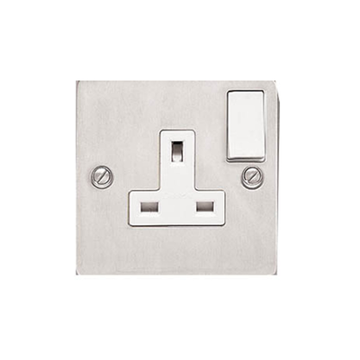 Wall socket 13a with 1 gang switch silver with white
