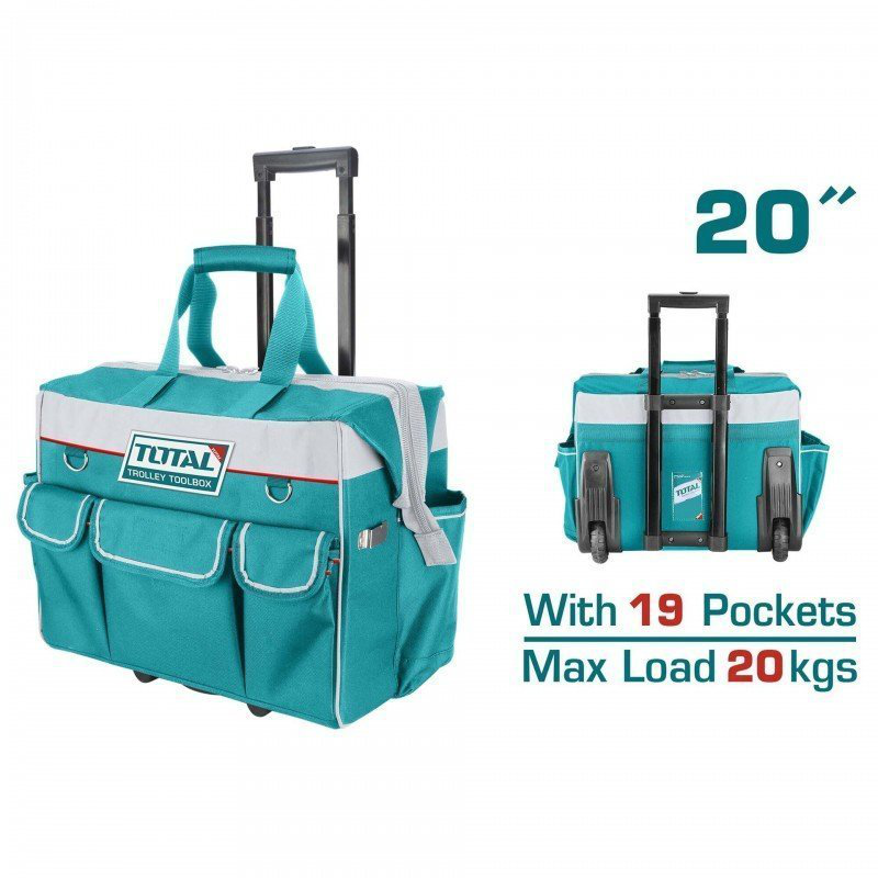 Product image: Total επαγγελματική τροχήλατη εργαλειοθήκη τσάντα 20" με τηλεσκοπική λαβή & μεγάλες χωρητικότητες, , medium-null