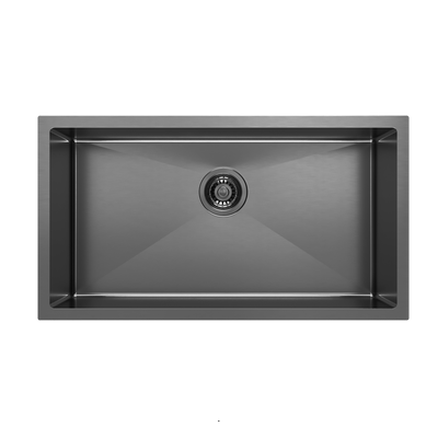 Brushed gunmetal black undermount kitchen sink 78x43x22cm, , medium