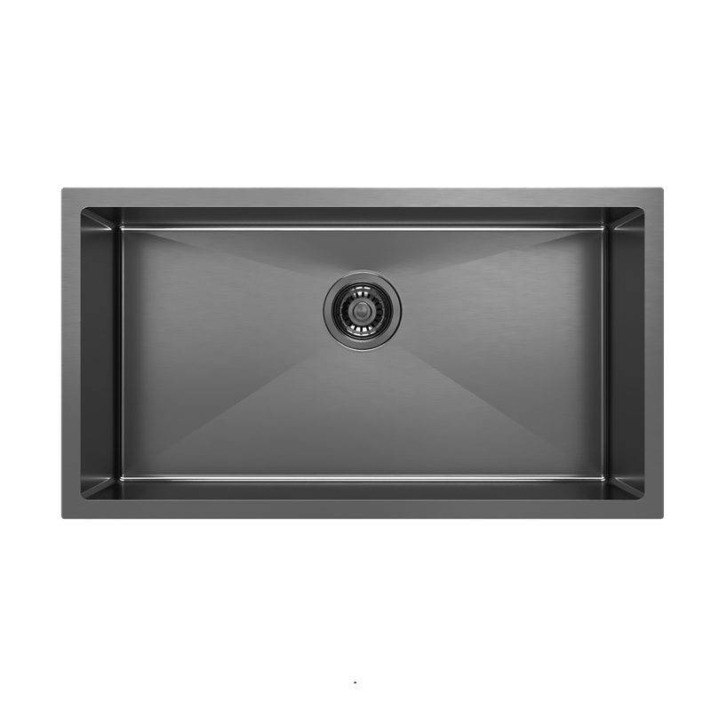 Brushed gunmetal black undermount kitchen sink 78x43x22cm, , medium-null