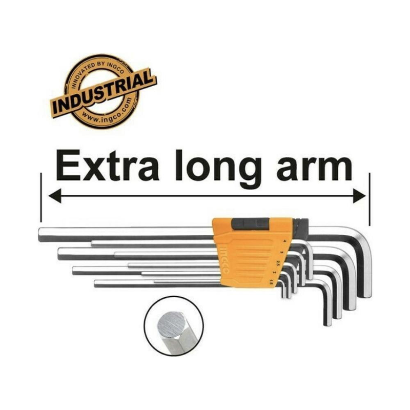 Ingco σετ κλειδιά allen hhk11092 1.5-10mm 9τμ extra long, , medium-null