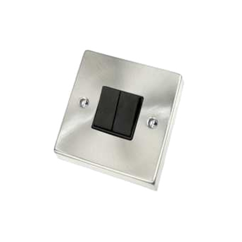 Wall switch bidirectional 10a silver with 2 black gang switches, , medium-null