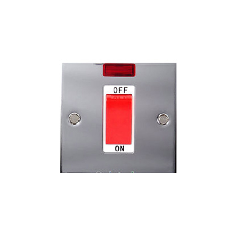 Wall switch 45a dp silver with white gang switch and lamp-null