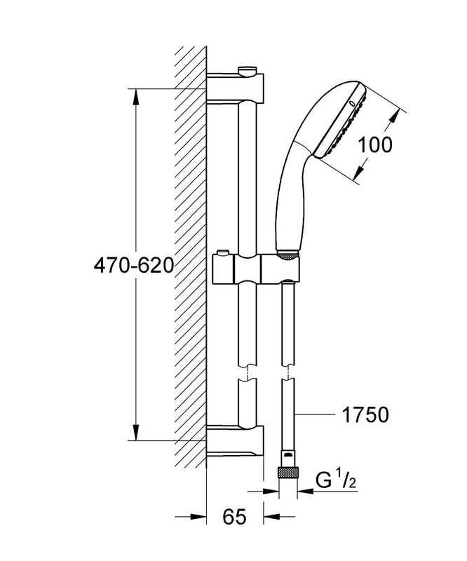 Grohe vitalio start 100 shower rail set 1 spray type, , medium-null
