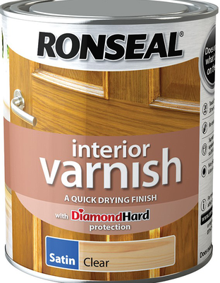 Ronseal® interior varnish quick drying diamond hard - satin clear 0.75l, , medium