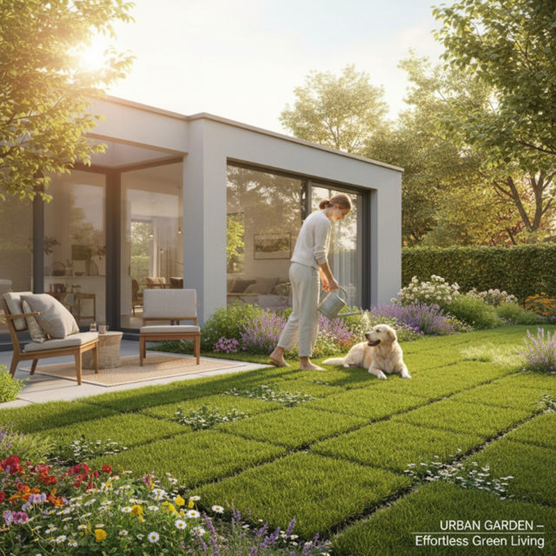 Decking tile set 6pcs pp grass 30x30cm, , medium-null