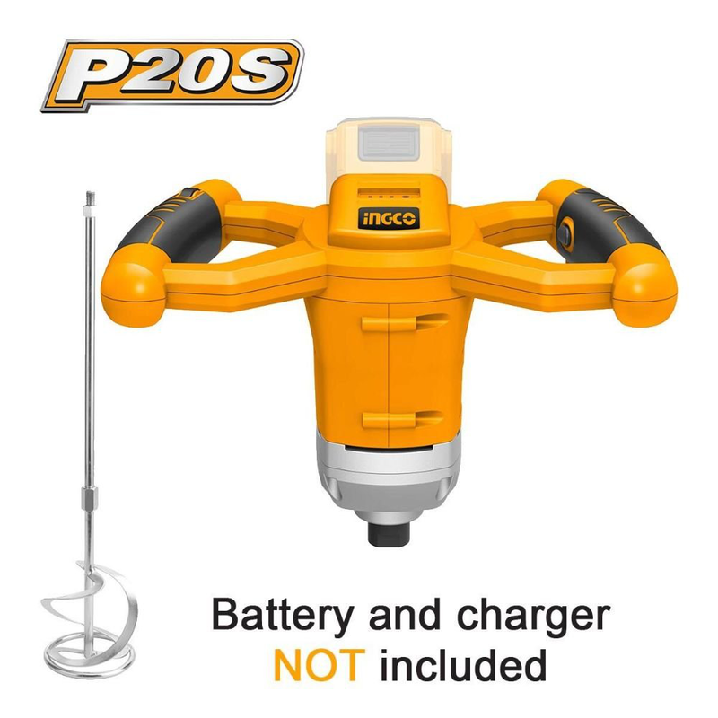 Product image: Ingco αναδευτήρας μίξερ χρωμάτων μπαταρίας 20v li-ion για χρώματα, κόλλες & κονιάματα με εξάρτημα ανάδευσης solo mxli2001 , , medium-null