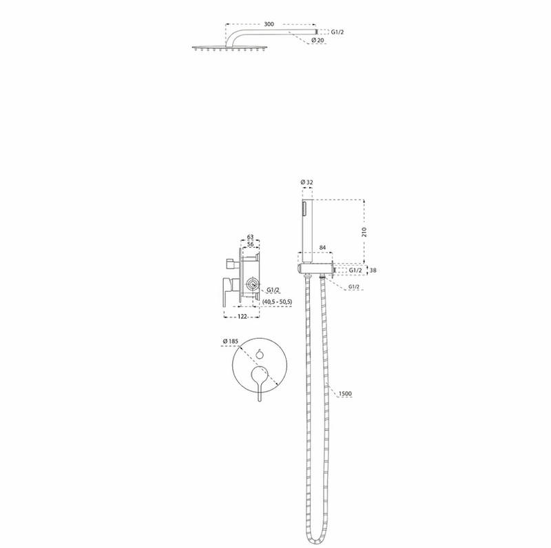 Era chrome set 2 built-in single lever shower mixer, , medium-null