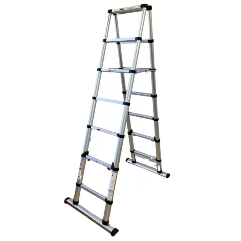 Telescopic ladder double 6+6 steps 2.05 m, , medium-null