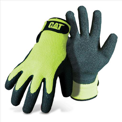 Glove cat017417j fluorescent green latex coated palm w/adjustble wrist strap , size jumbo, , medium