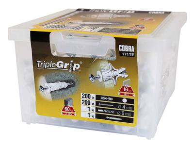 Cobra 171te triple-grip 4mm white (+ screws +drill bit) 200pcs, , medium