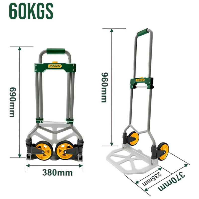 Product image: Jadever πτυσσόμενο χειροκίνητο καρότσι μεταφοράς 60kg 130mm με ανθεκτική μεταλλική βάση & αθόρυβους τροχούς jdwb9a06, , medium-null