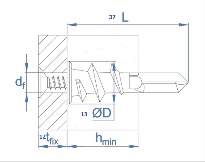 Plasterboard roblax 13x37mm 6pcs, , medium image number null