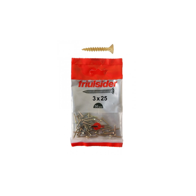 Friulsider chipboard screws in yellow galvanized steel euroblister 50pcs 3x25mm