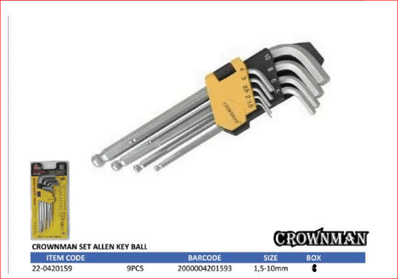 Product image: 9pcs set allen key extra long, , medium-null