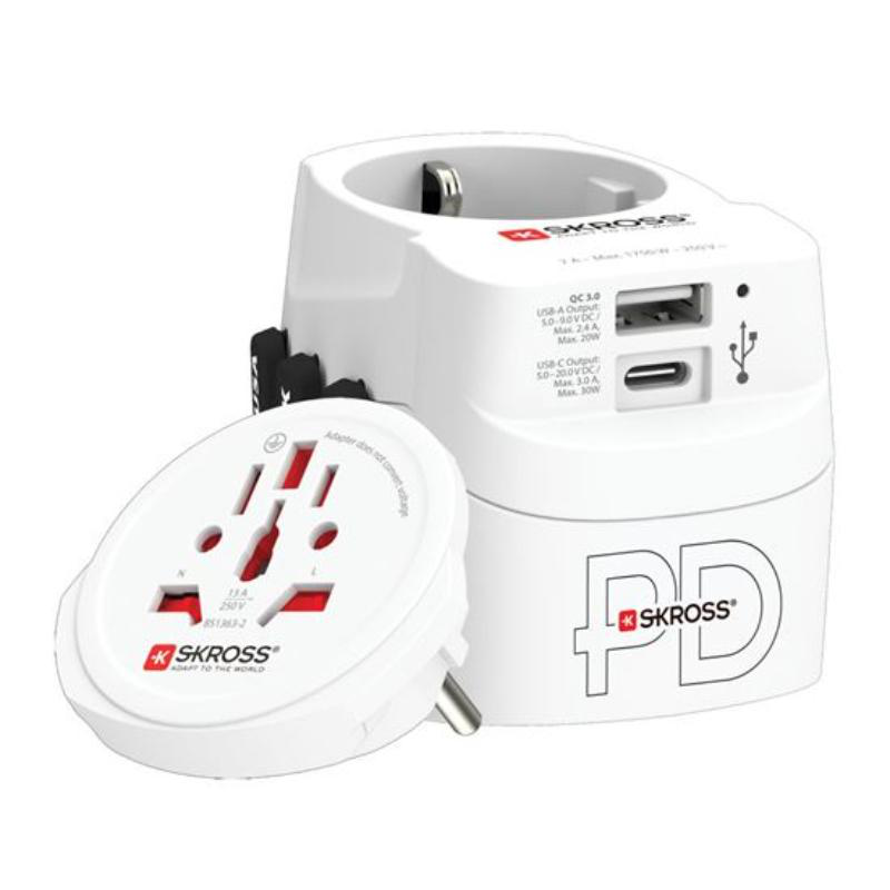 Skross προσαρμογεας ταξιδιου pro light USB a +c - ασπρο, , medium image number null