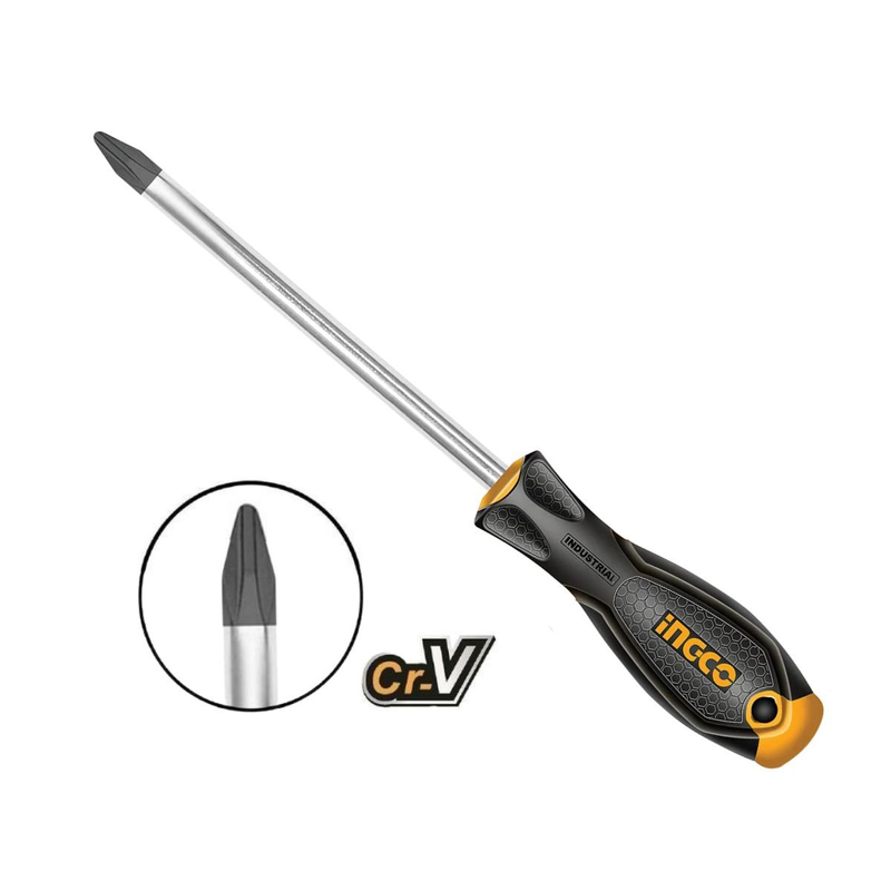 Ingco κατσαβίδι σταυροτό ph3 μαγνητικό cr-v με στρογγυλό κορμό 8x200mm, hs28ph3200, , medium-null