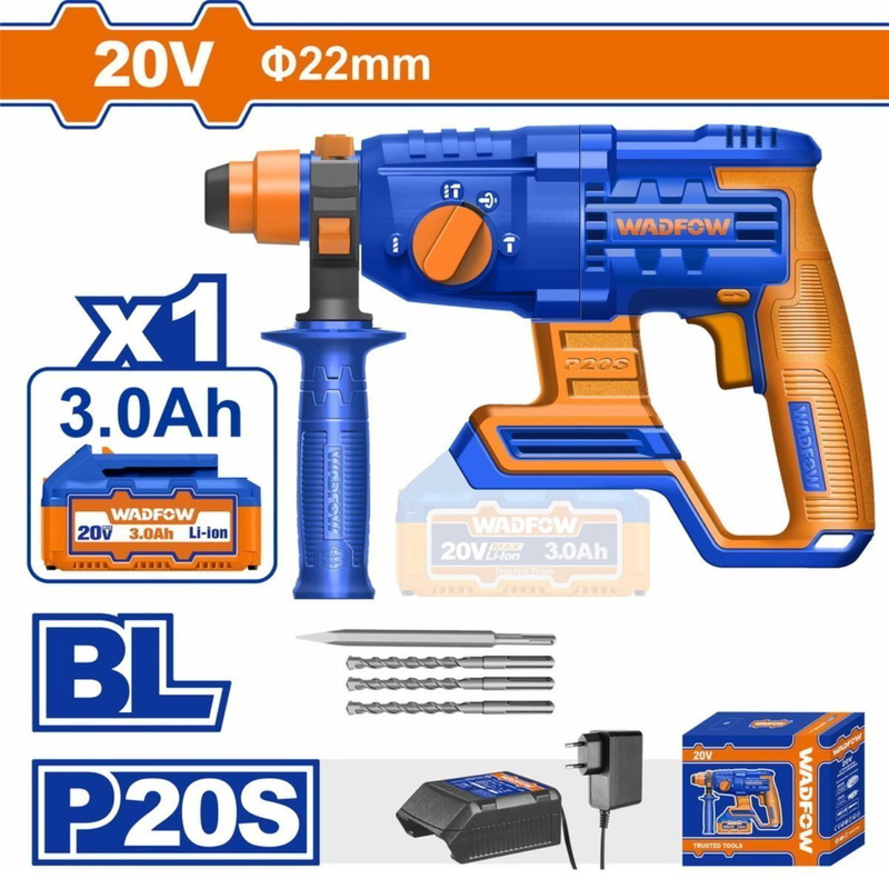 Product image: Wadfow lithium-ion rotary hammer 20v / 3ah / 1 bat (wlm1522), , medium-null