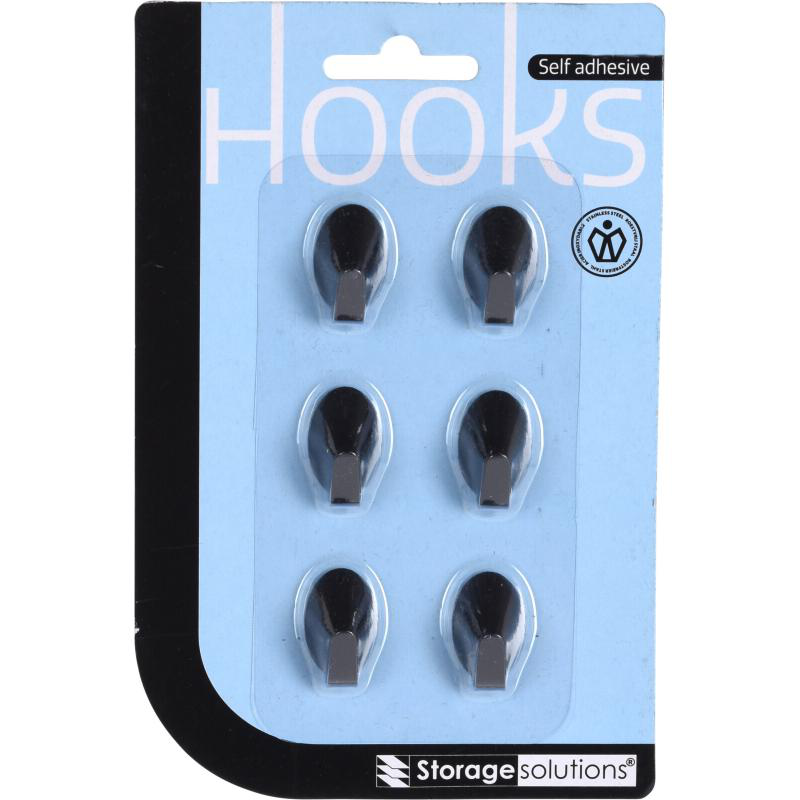 Product image: Storage solutions stainless steel hooks 6pcs - assorted shapes, , medium-null