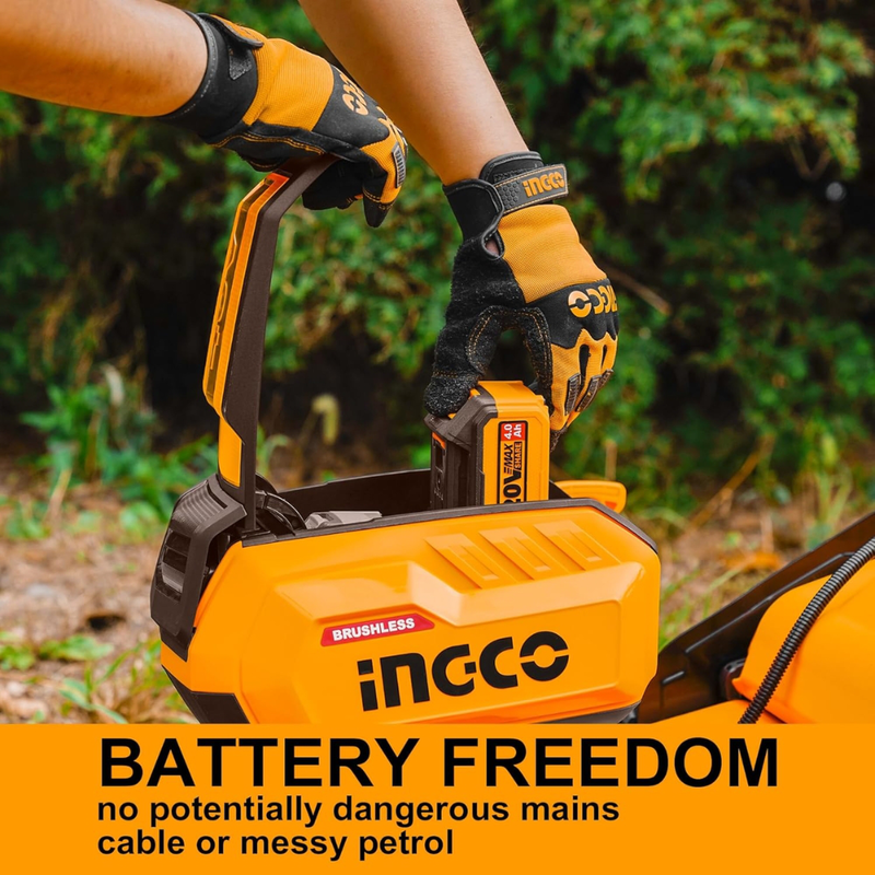 Ingco μηχανή γκαζόν μπαταρίας 40v με 3 λειτουργίες και χωρητικότητα κάδου 60l solo, , medium-null