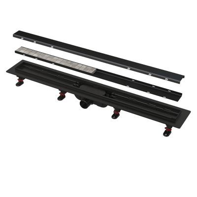 Shower drain with an edge for two-sided grid black matte, Black Matt, medium