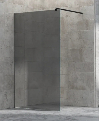 Walk-in shower door grey glass with black frame, , medium