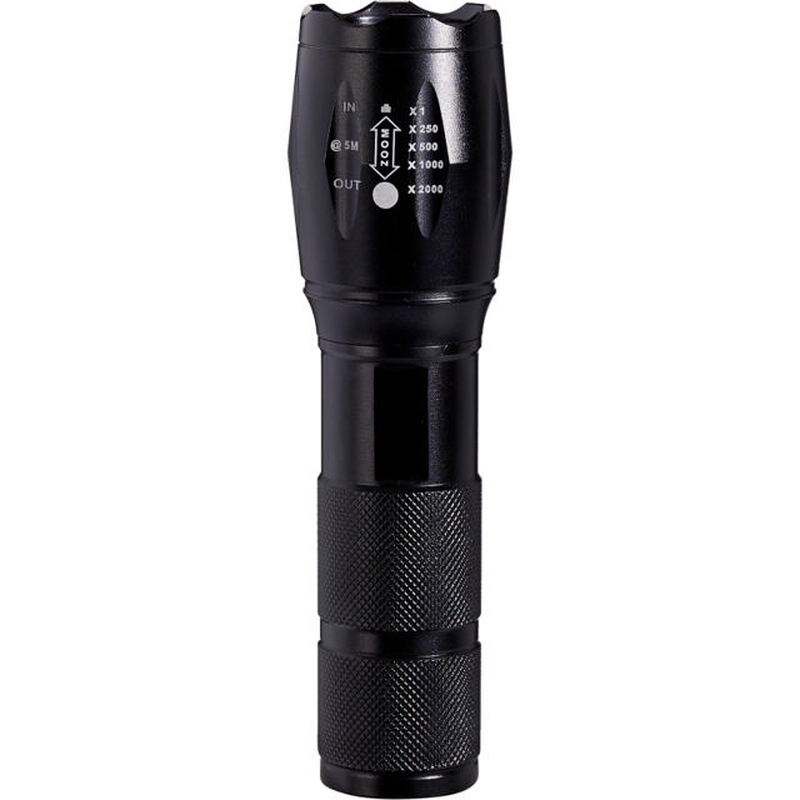 Rechargeable aluminium flashlight with power bank - black, , medium-null