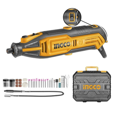 Ingco μίνι δράπανο μοντελισμού 130w με ρυθμιζόμενη ταχύτητα, πολλαπλά αξεσουάρ & βαλιτσάκι, , medium
