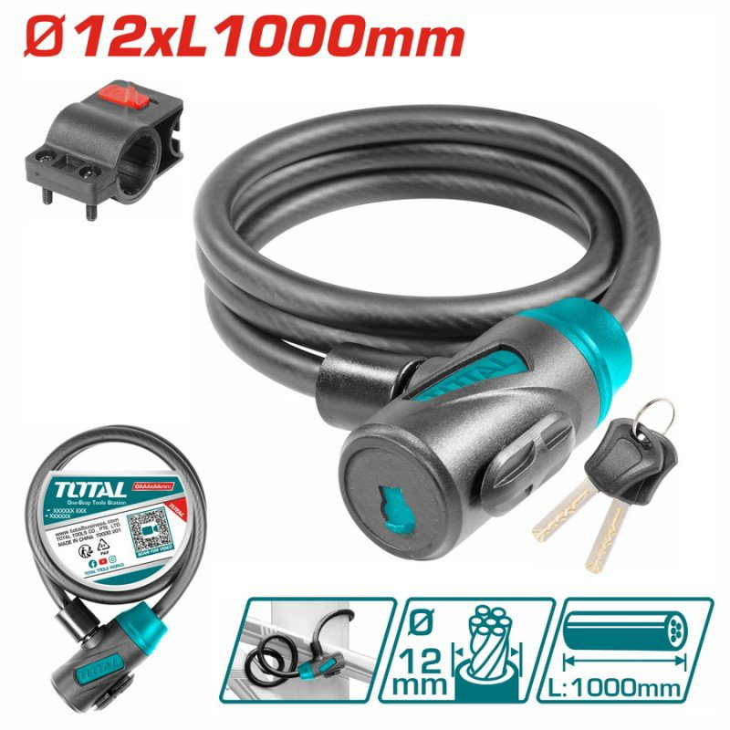 Product image: Total κλειδαριά ποδηλάτου με πλάισιο κλειδαριάς 12x1000mm, , medium-null