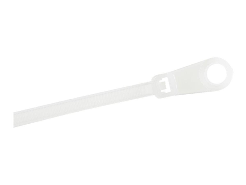 Startech.com 20cm cable ties with mounting hole, 4mm wide, 52mm bundle diameter, 22kg tensile strength, nylon 66 self locking ties with screw hole, ul listed, 100 pack, , medium-null