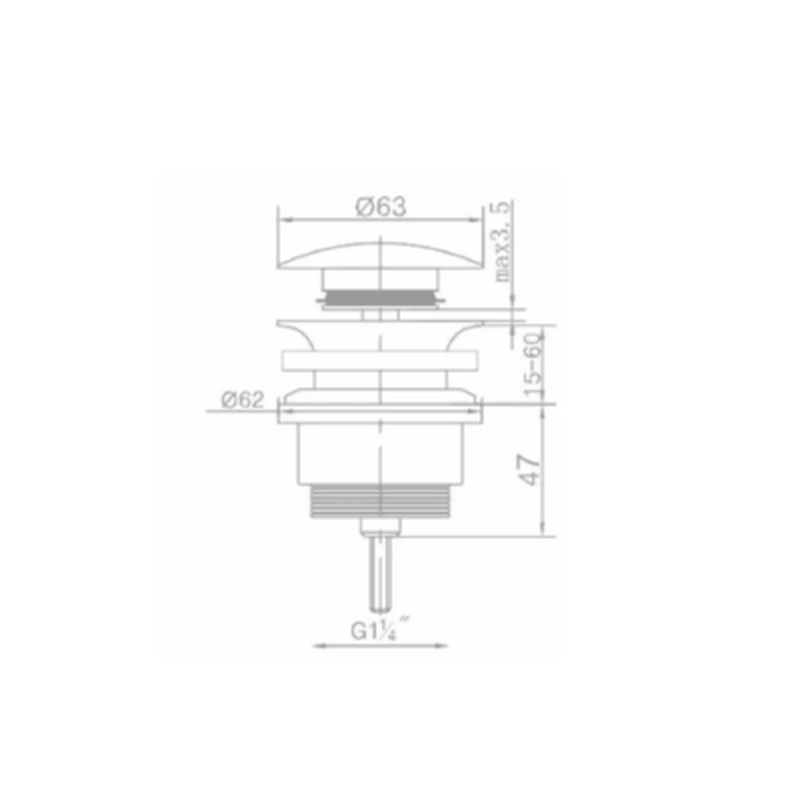 Matte black universal click-clack valve, , medium image number null