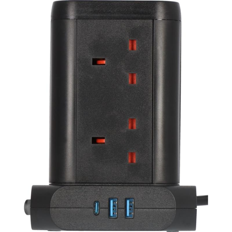 Brennenstuhl extension tower 8g 2 USB c + 1c - black, , medium-null