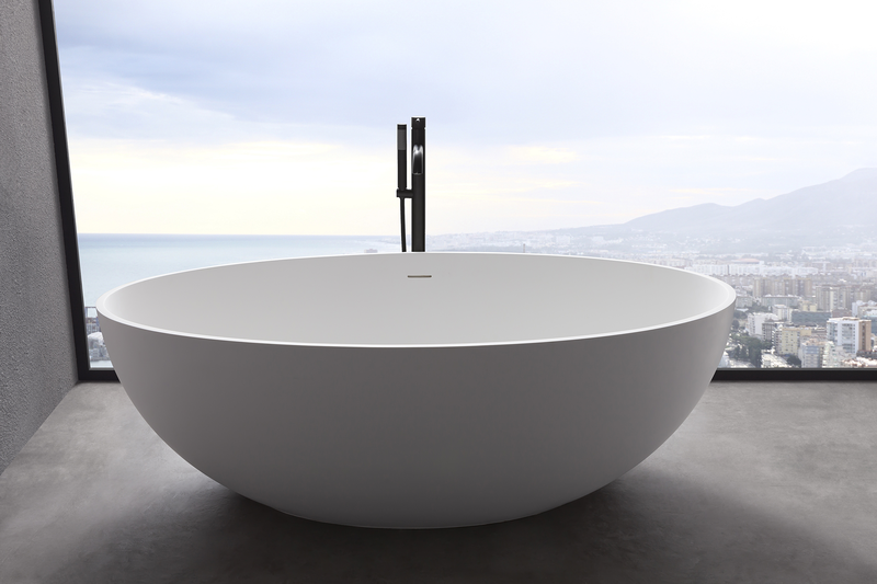 Free standing solid surface bathtub white matte 170x100x56cm, , medium-null