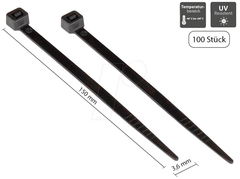 Alcasa kab-15s36 / releasable cable tie / nylon / black / 150 mm / 100 pc(s)-null